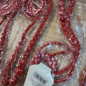 Red Beaded Necklace with Polka Dots